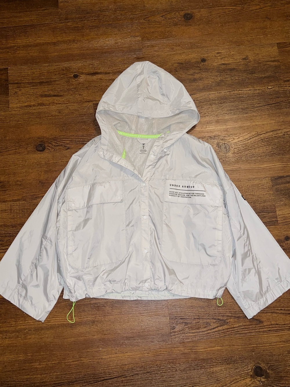 Under Armour Cropped Utility Jacket Wide Sleeve Active Windbreaker Gray Size M